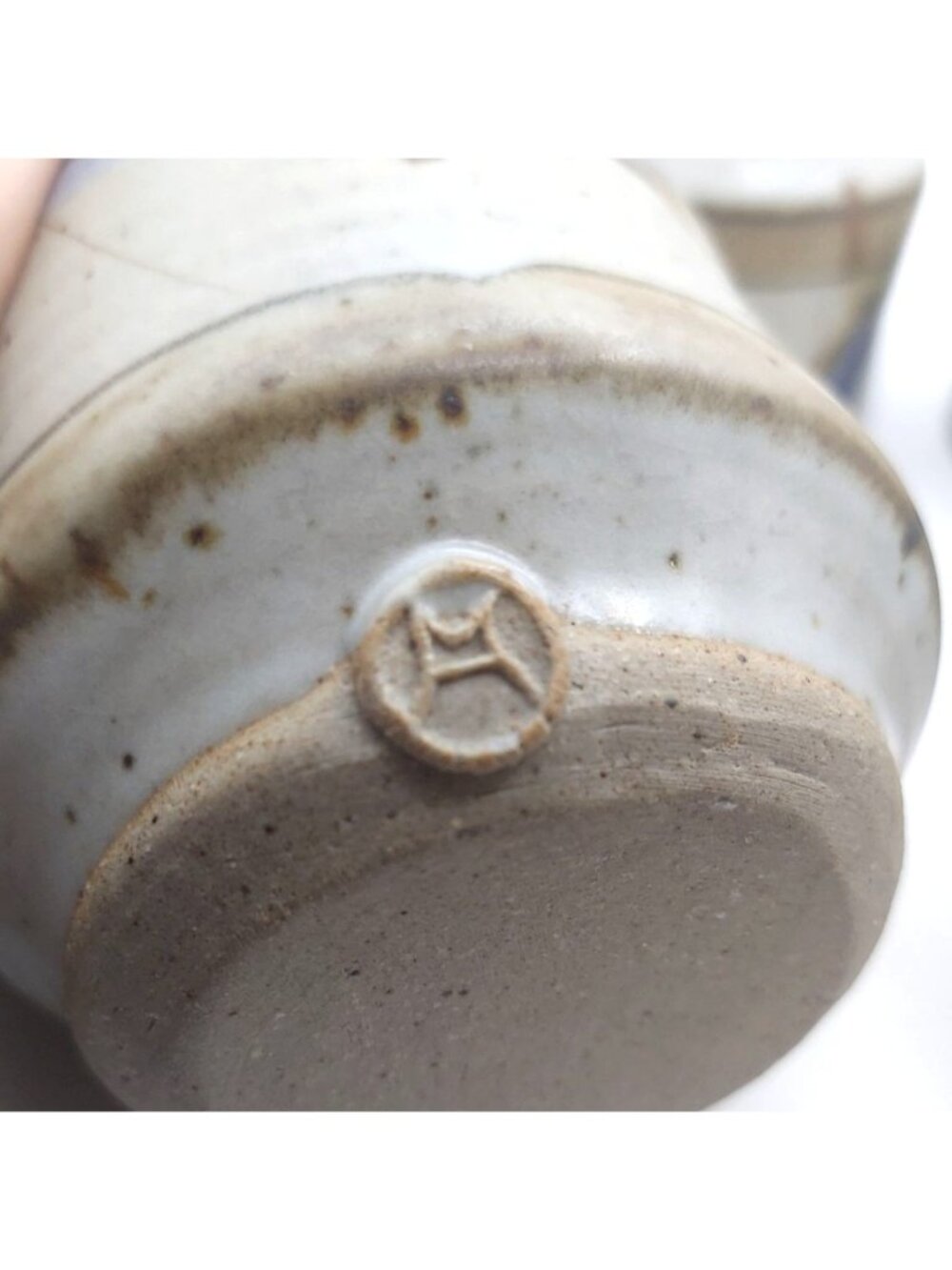 Vintage Japanese Studio Pottery Hand Thrown Tea Cups Set Of 4 Blue & Brown Glaze - Picture 2 of 8